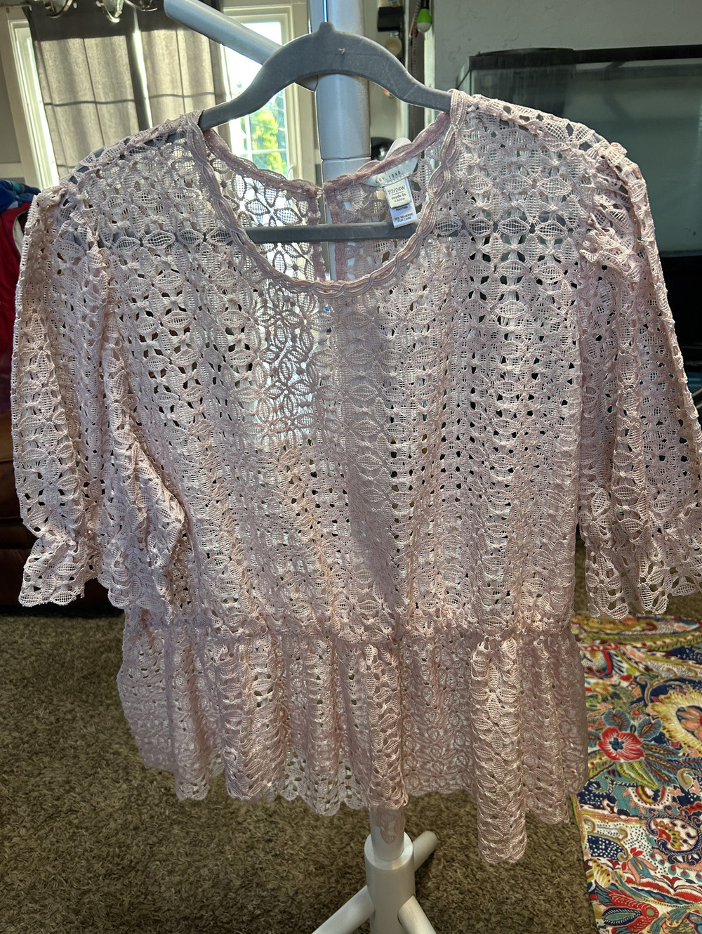 Talbots Pink Lace Peplum Top Size 22W/24W